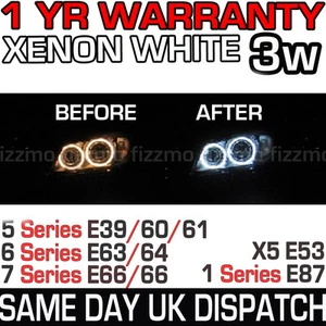 Kit Occhio Marcatore LED Angelo e39,X5,e60,e63,e64,e65,e66 Anelli BMW Halo 3w Bianco - Foto 1 di 1