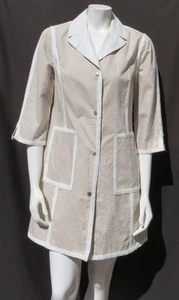 YANSI FUGEL Reversible Beige Linen White Snakeskin Lightweight Coat size M EUC - Picture 1 of 9