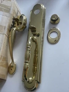 Maniglia porta ingresso ottone pesante Baldwin vintage rara con piastra 16 3/4" I4 - Foto 1 di 2