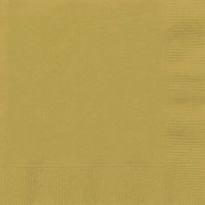 Gold Solid Colour Beverage Napkins 20pk Serviettes Birthday Party Events - Picture 1 of 1