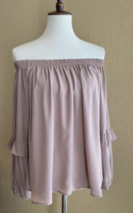 TCEC Damen Mauve Chiffon Lyric Bischof Ärmel Schulterfrei Bluse Top Größe M - Bild 1 von 12