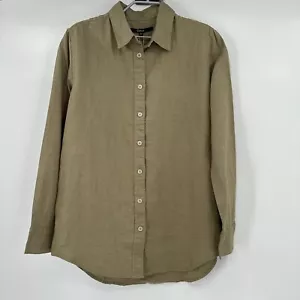 Quince Women's Linen Long Sleeve Button Down Shirt Washed Olive Green sz S Small - Picture 1 of 6