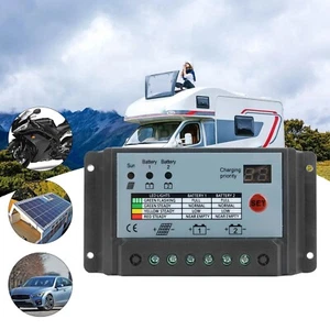 Solar Panel Charge Controller Dual Battery Regulator 12V/24V Vehicle Charger UK - Picture 1 of 2