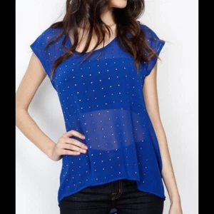 Clearance New Blue Chiffon Sheer Top Size Small - Picture 1 of 2