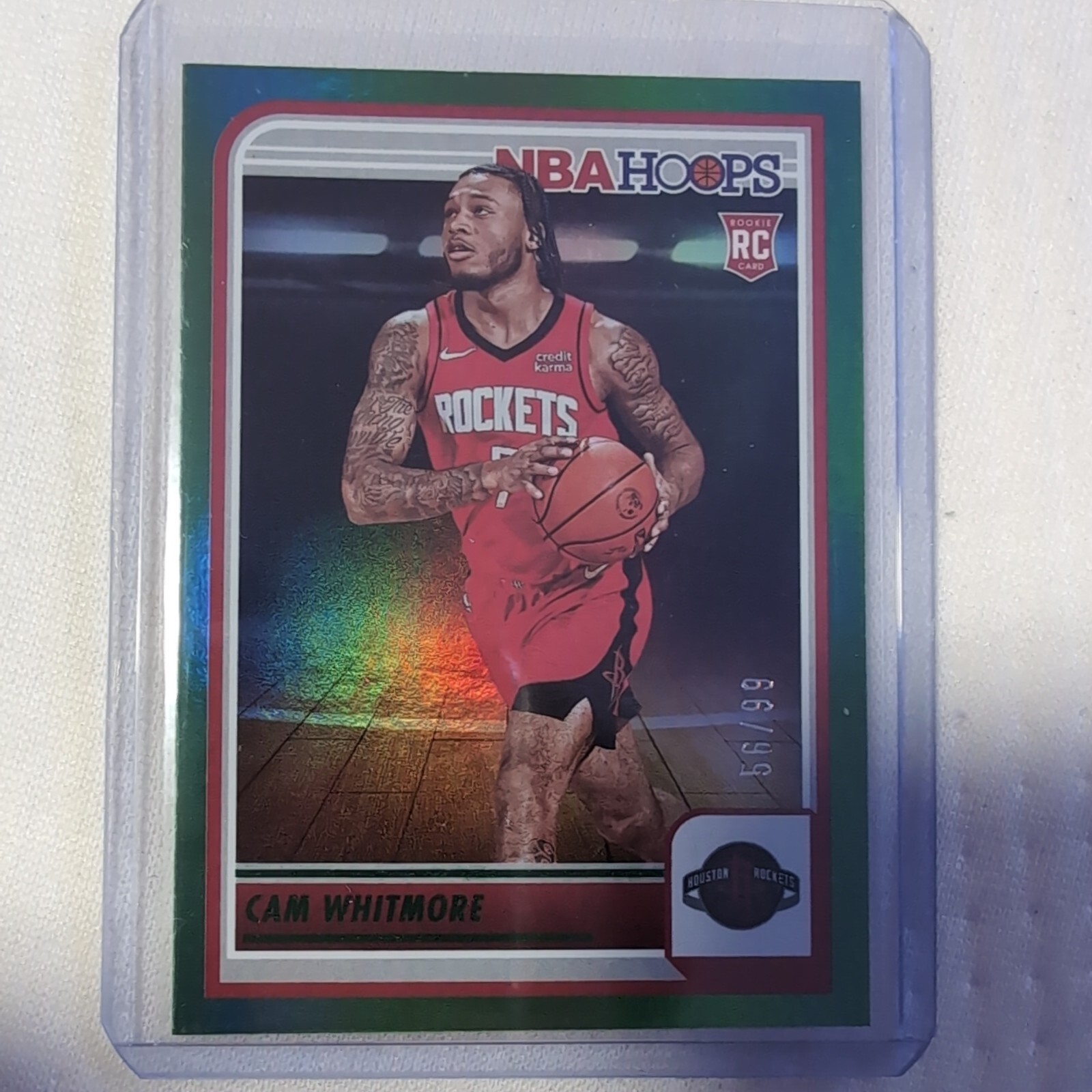 2023 Panini NBA Hoops #265 - Cam Whitmore RC GREEN HOLO /99 - Houston Rockets