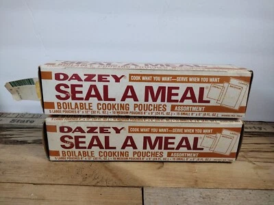 2 Cajas Completas De Colección DAZEY Seal-A-Meal Bolsas Modelo #7004 Pequeñas, Medianas, Grandes Foto 1 de 4