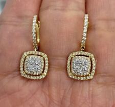 2.50Ct Round Cut Real Moissanite Dangle/Drop Earrings In 14K Yellow Gold Plated