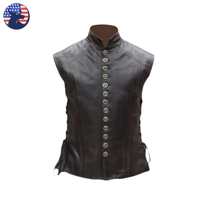 Mens Medieval Leather Vest Renaissance Pirate Warrior Armor Genuine Cowhide - Picture 1 of 5