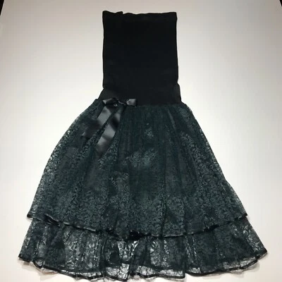Unknown Brand Skirt Dress Teens Small Black Green Bodice Lace Strapless Fitted - Image 1 of 4
