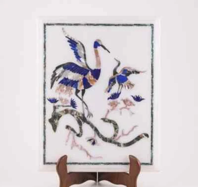 15"x12" white Marble wall panel scenery decor Table Top Inlay malachite lapis - Image 1 of 4