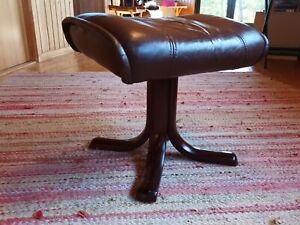 Stool Leather Vintage 60er Footrest Retro Ottomane Danish Pouf Westnofa Age 40