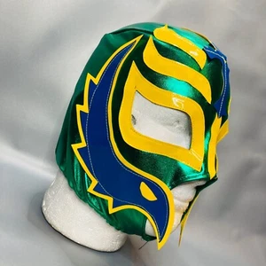 Mysterios Kids Size Spandex Cosplay Wrestler Lucha Libre Mask Green Yellow Color - Picture 1 of 4