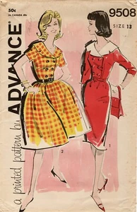 Advance 9508 Vestido de Cintura de Camisa de Doble Pecho con Cuello Desmontable Talla 13 JR SIN CORTAR - Imagen 1 de 3