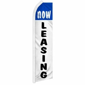 "NOW LEASING" Advertising Super Flag swooper banner business sign for lease rent - Picture 1 of 10