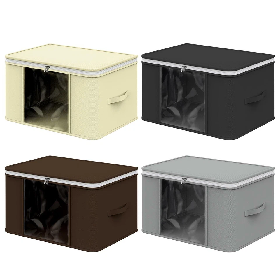 Vinsani Fabric Zip Underbed Clothes Storage Bag Quilt Wardrobe Organizer - M/L - Image 1 of 1