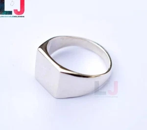 925 Sterling Silver Plain Signet Ring Square Cut Mens Ring Statement Ring Size - Picture 1 of 4