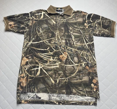 Camisa polo vintage envolvente Janet Blase para hombre XL camuflada manga corta Advan Foto 1 de 4