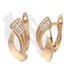 Glossy Dangle Drop Earrings 585 Rose Gold White CZ for Women gift Jewelry