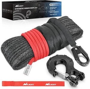 Nilight Winch Rope 1/4 Inch x 50 Ft Synthetic Winch Line Cable Kit Universal - Picture 1 of 8