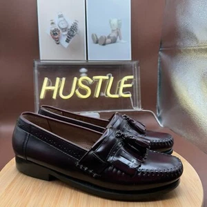 G. H. Bass & Co Weejuns Mens Jeremy Burgundy Leather Kiltie Tassel Loafers Sz 9 - Picture 1 of 10