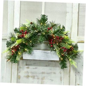 24inch Artificial Christmas Swag, Xmas Mail Box Swag with Wintry Whit&green - Picture 1 of 8