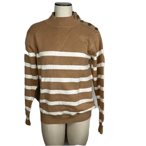 KIRUNDO Women’s Turtleneck Knitted Sweater Long Sleeves Stripe Color Block Sz M - Picture 1 of 8