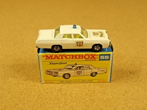 OLD VINTAGE LESNEY MATCHBOX # 55 MERCURY POLICE CAR SUPERFAST ORIGINAL BOX - Picture 1 of 12