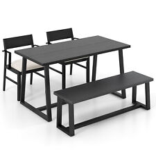 4 Pieces Dining Table Set Kitchen Table w/ 2 Armchairs & 1 Bench for 4