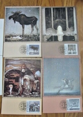 Sweden JOHN BAUER 1982 COMPL SET 4 FIRST DAY CANCEL MAXIMUM CARDS CZESLAW SLANIA - Image 1 of 4