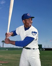 ERNIE BANKS 8X10 PHOTO CHICAGO CUBS BASEBALL PICTURE AT BAT COLOR MLB