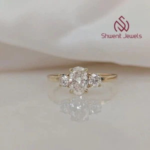 1.20Ct Oval Cut IGI-Certified Lab Grown Diamond 10K Yellow Gold Engagement Ring - Picture 1 of 11