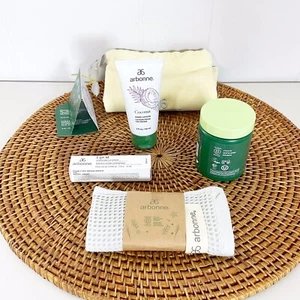 Arbonne Inner Calm Adaptogenic De-Stress Powder, Lip Oil Coconut Lotion Towel - Picture 1 of 6