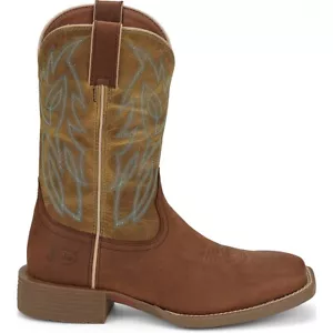 Justin SE7515 Canter Clay Brown Water Buffalo Square Toe Cowboy Boots Men SZ 8 D - Picture 1 of 8