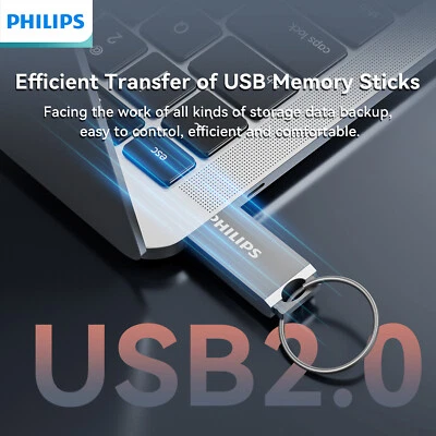 Philips USB 2.0 Flash Drive 64GB/128GB with Keychain, High-Speed Portable for PC - Image 1 of 4