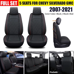 Full Set Car Seat Covers Leather For 2007-2022 Chevy Silverado GMC 1500 2500 - Bild 1 von 23