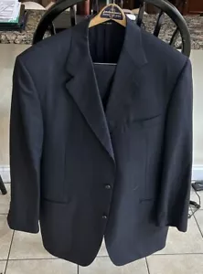 Canali Super 120's Wool Navy Blue Striped Blazer Jacket 46R Pants 38x30 Pleated - Picture 1 of 6