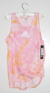 NWT adidas Big Girls Pink Tie DyeTied Hem Logo Racerback Tank Top sz L 14 - Picture 1 of 11