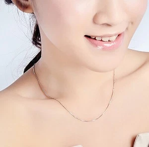 925 Sterling Silver Women's Wedding Bridal Gift Chain Necklace N28 - Picture 1 of 7