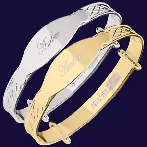Bracciale Personalizzato Bambini Qualsiasi Nome Argento Sterling 925 Compleanno 0-1 Anno - Foto 1 di 12