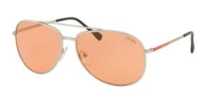 New PRADA Linea Rossa SPS55U QFP-291 57mm Matte Silver Aviator Sunglasses Italy - Picture 1 of 3