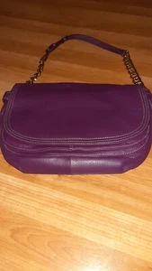 Issac Mizrahi Wine Color Pebbled Leather Shoulder Bag w/ Goldtone Chain Strap - Picture 1 of 10
