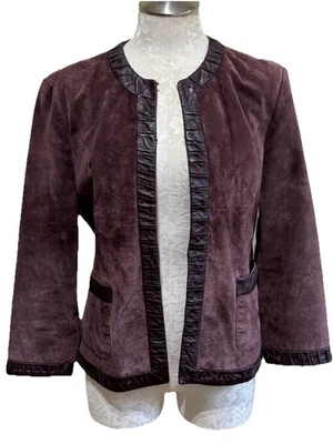MARSHALL FIELDS Vintage Brown Suede & Leather Trim Jacket Fits Size Small - Image 1 of 4