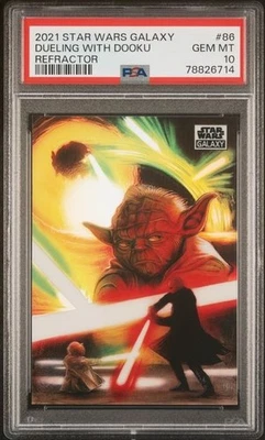 Dueling With Dooku 2021 Topps Star Wars Galaxy Refractor #86 PSA 10 - Image 1 of 2