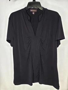 Top donna Dana Buchman taglia XL nero camicia manica corta 1X - Foto 1 di 7