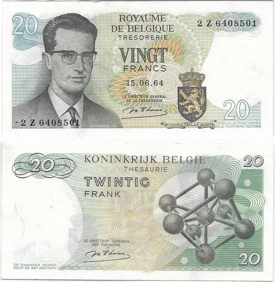 Belgium 1964 20 Francs Baudouin I Banknote P-138 AU - Image 1 of 1