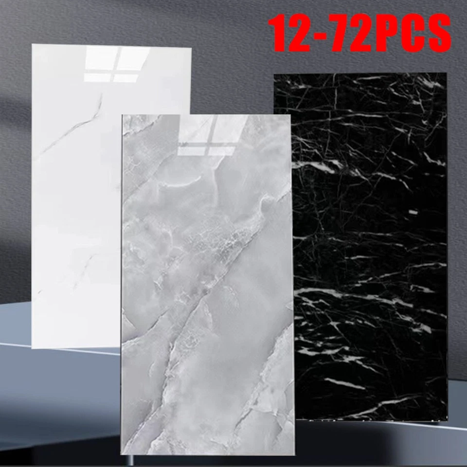 72x Self-Adhesive Marble Tiles Wall Sticker Stick On Kitchen Bathroom Home Decor - Image 1 of 4