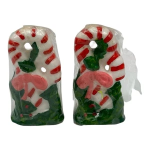 Vintage NOS 2er Set Zuckerstangen Weihnachtskerzen 4,5" hoch Weihnachtskerzen - Bild 1 von 7