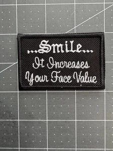 BIKER PATCHES - 3"x2" SMILE... Es erhöht Ihren Nennwert - Bild 1 von 1