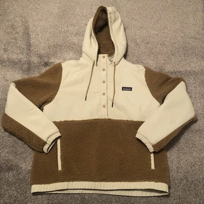 Pullover polar Patagonia Shelled Retro-X grande marrón beige con capucha broches de presión Foto 1 de 4