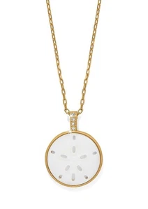 Brighton Del Mar Gold Pearl Medallion Crystals Petite Pendant Necklace New - Picture 1 of 2